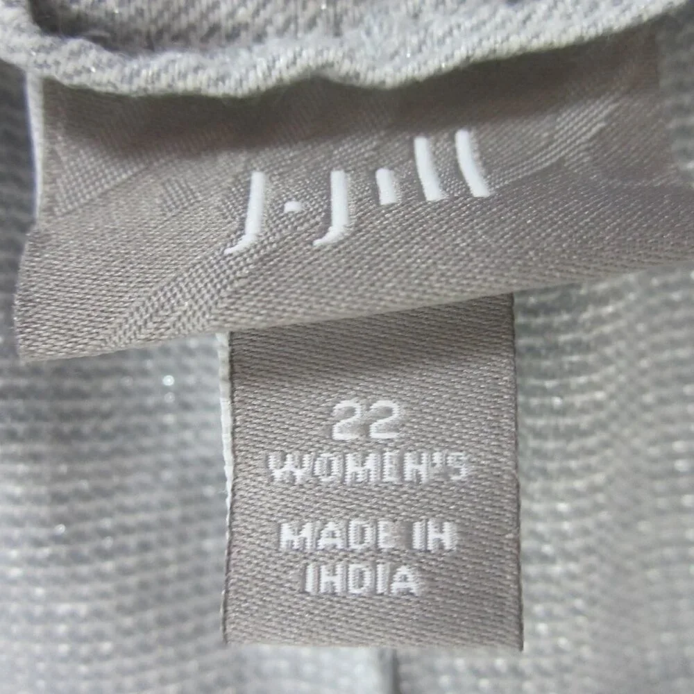 J Jill Womens Plus 22 Gray Silver Linen Metallic Panel Midi Flare Skirt Classic - Picture 3 of 13